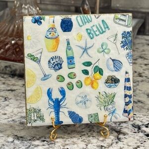 Hand Crafted Ciao Bella Decorative Ceramic Tile 6 x 6 Pink